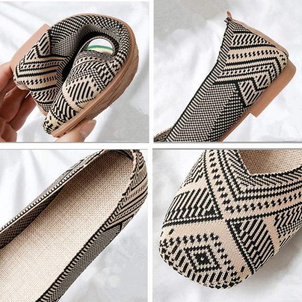 ⁦RVROVIC Women's Square Toe Knit Flats Shoes Casual Slip on Ballet Flats Comfortable Shoes for Women⁩ - الصورة ⁦5⁩