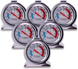 Aulufft Refrigerator Freezer Large Dial Thermometer 6 Pack Classic Series Fridge Freezer Alarm Thermometer Internal Temperature Gauge for Kitchen Refrigerator