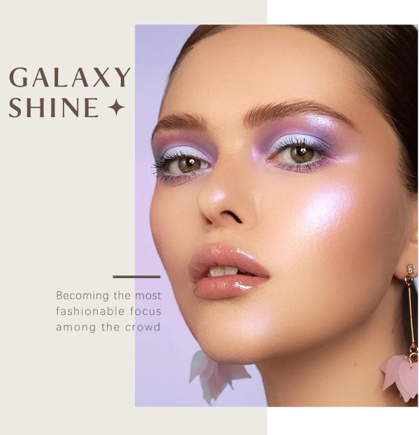 ⁦Tazweeq 8 Colors Face Highlighter, Diamond Glitter iluminadores, Makeup Palette, Intense-Color Chameleon Eyeshadow Rainbow Shimmer, Highlighter Metallic Contour Bronzer Palette⁩ - الصورة ⁦6⁩