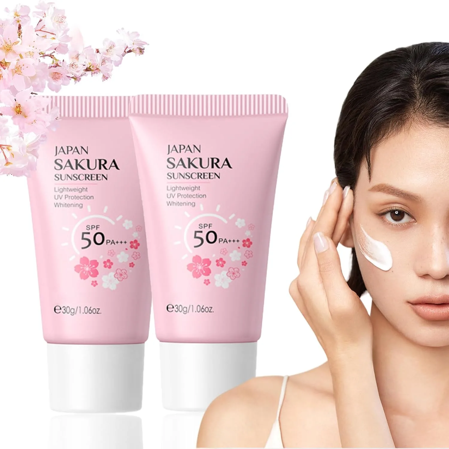 KASTWAVE Sun Cream Spf50, Sakura Spf 50 Face Moisturiser for Daily UVA UVB - Moisturizing Suncream for Oily Skin - No White Cast & Non-Greasy Lightweight Texture - Lotion Sunscreen Even Skin Tone