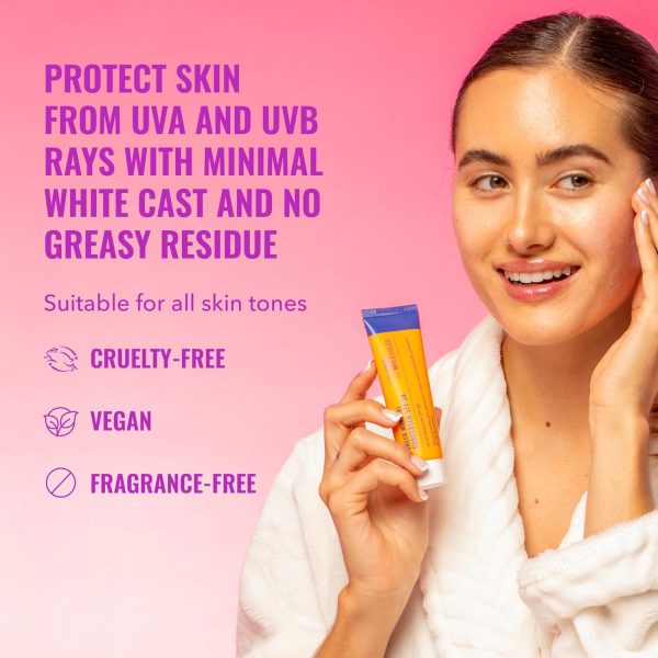⁦Good Molecules Sheer Mineral Sunscreen SPF 30 Minimal Whitecast Zinc Oxide Sunscreen with Hyaluronic Acid, Reef-Safe, UVA/UVB Protection - Skincare for Face⁩ - الصورة ⁦2⁩
