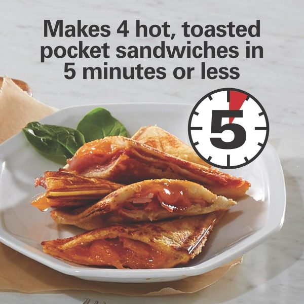 ⁦Sandwich Maker with Non-Stick Plates, Easy to Clean and Store, Perfect for Cooking Breakfast, Grilled Cheese, Tuna Melts and Snacks, Black A⁩ - الصورة ⁦2⁩