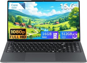 15.6 Inch Laptop, 16 GB RAM 512 GB SSD Laptop Gaming, Core i3 Laptop Up to 3.4 GHz, High Definition Screen HD 1920 x 1080 FHD IPS Notebook, with WiFi 5 HDMI, USB-3.0, Type-C