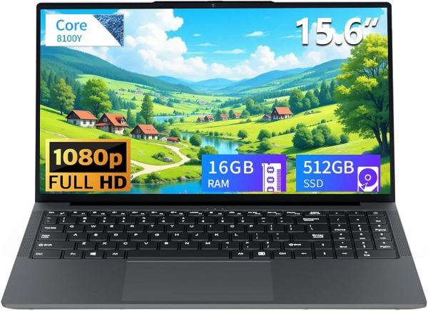 15.6 Inch Laptop, 16 GB RAM 512 GB SSD Laptop Gaming, Core i3 Laptop Up to 3.4 GHz, High Definition Screen HD 1920 x 1080 FHD IPS Notebook, with WiFi 5 HDMI, USB-3.0, Type-C