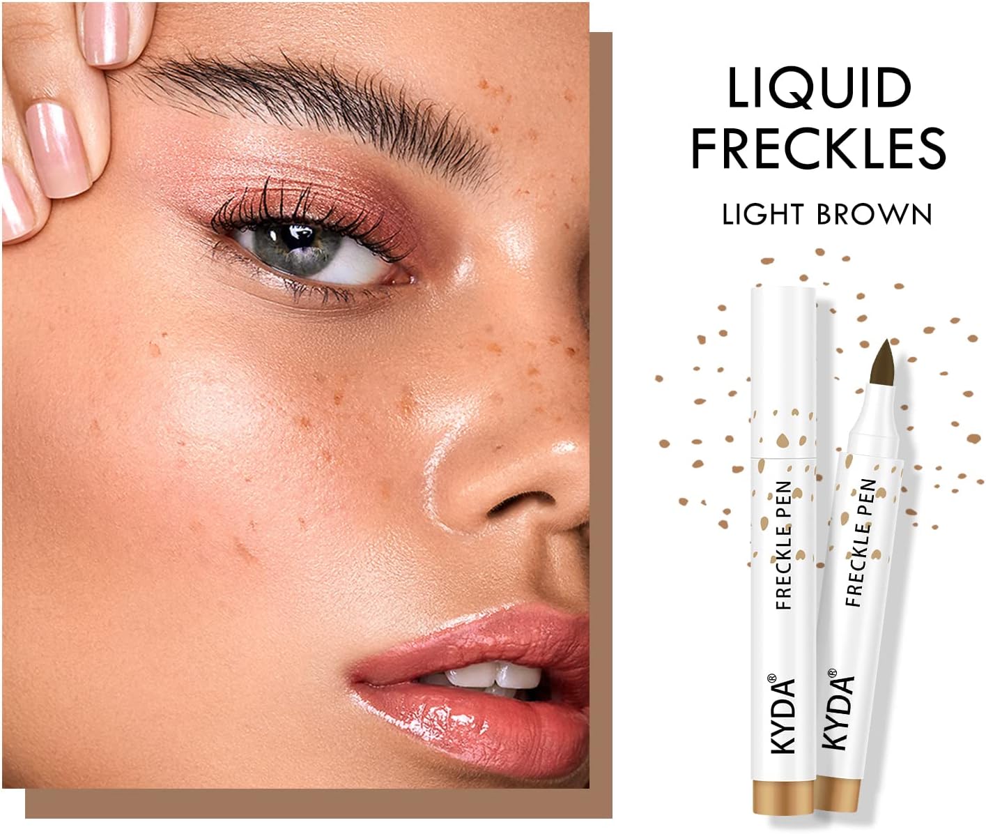 KYDA 2 Pcs Freckle Makeup Pen, Natural Lifelike Freckle Makeup Pen Magic Color, Waterproof Longlasting Soft Dot Sopt, for Natural Effortless Sunkissed Make up-Light Brown 5 KYDA 2 Pcs Freckle Makeup Pen, Natural Lifelike Freckle Makeup Pen Magic Color, Waterproof Longlasting Soft Dot Sopt, for Natural Effortless Sunkissed Make up-Light Brown - الصورة 5