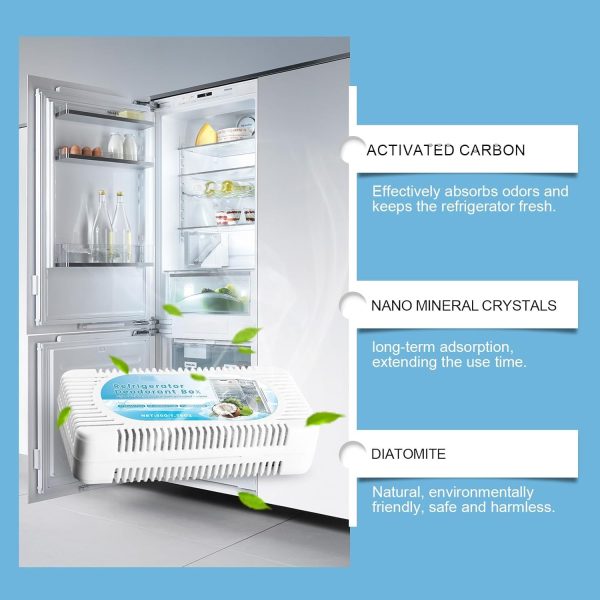 ⁦NALACAL Refrigerator Deodorant Box, Fridge Deodorizer Absorbent, Household Adsorption Purification Space Eliminates Odors, Fridge Odor Eliminator for Freezers, Coolers, and Lunch Boxes⁩ - الصورة ⁦3⁩