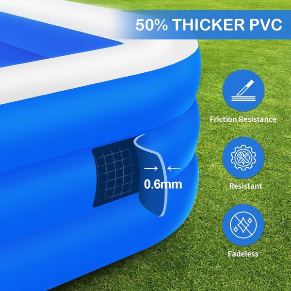 ⁦HI-FINE Inflatable Swimming Pool, Kiddie Pools for Kids, 59 x 42 x 22 inch Swimming Pool for Outdoors, Backyard⁩ - الصورة ⁦3⁩