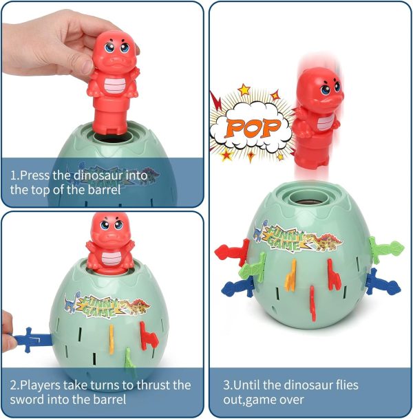⁦MAKINGTEC Pop Up Kids Game, Dinosaur Action Board Game Family Fun Activity Preschool Children's Game Classic Board Game Toddler Action Game or 3 4 5 6 7 8 9 10 11 Year Old Boys Girls Children Toddlers⁩ - الصورة ⁦2⁩