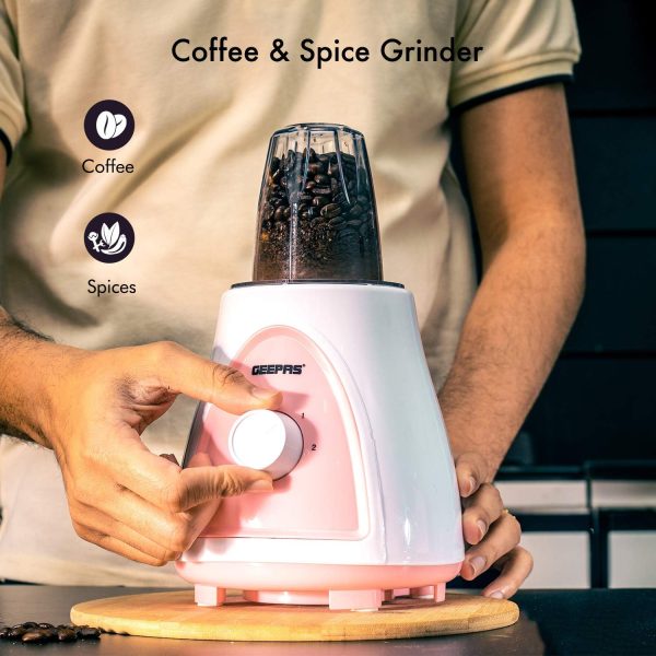 ⁦Geepas Gsb5485 400 Watt 2 In 1 Countertop Blender Blue & White/Pink & White Assorted⁩ - الصورة ⁦3⁩