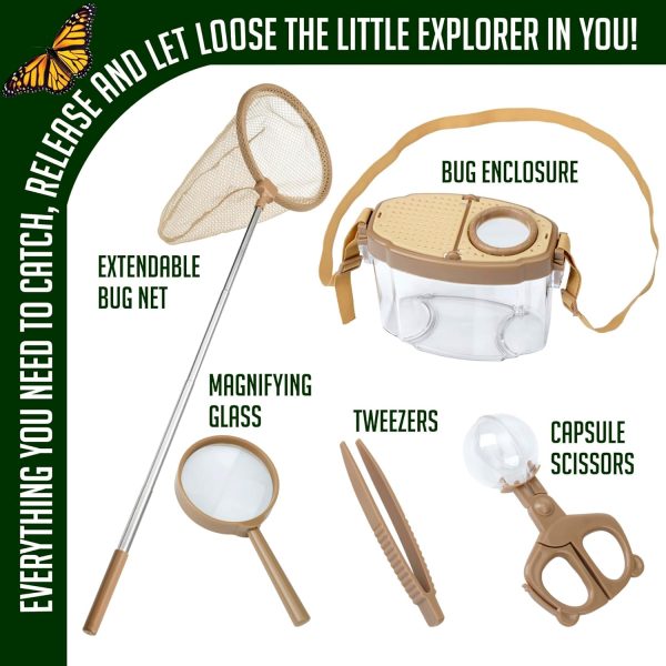 ⁦KASTWAVE Children's Bug Discovery Kit, Kids Outdoor Explorer Kit with Bug Collector, Telescopic Net, Viewer & Carrying Strap - Great Science Gift for Young Explorers⁩ - الصورة ⁦5⁩