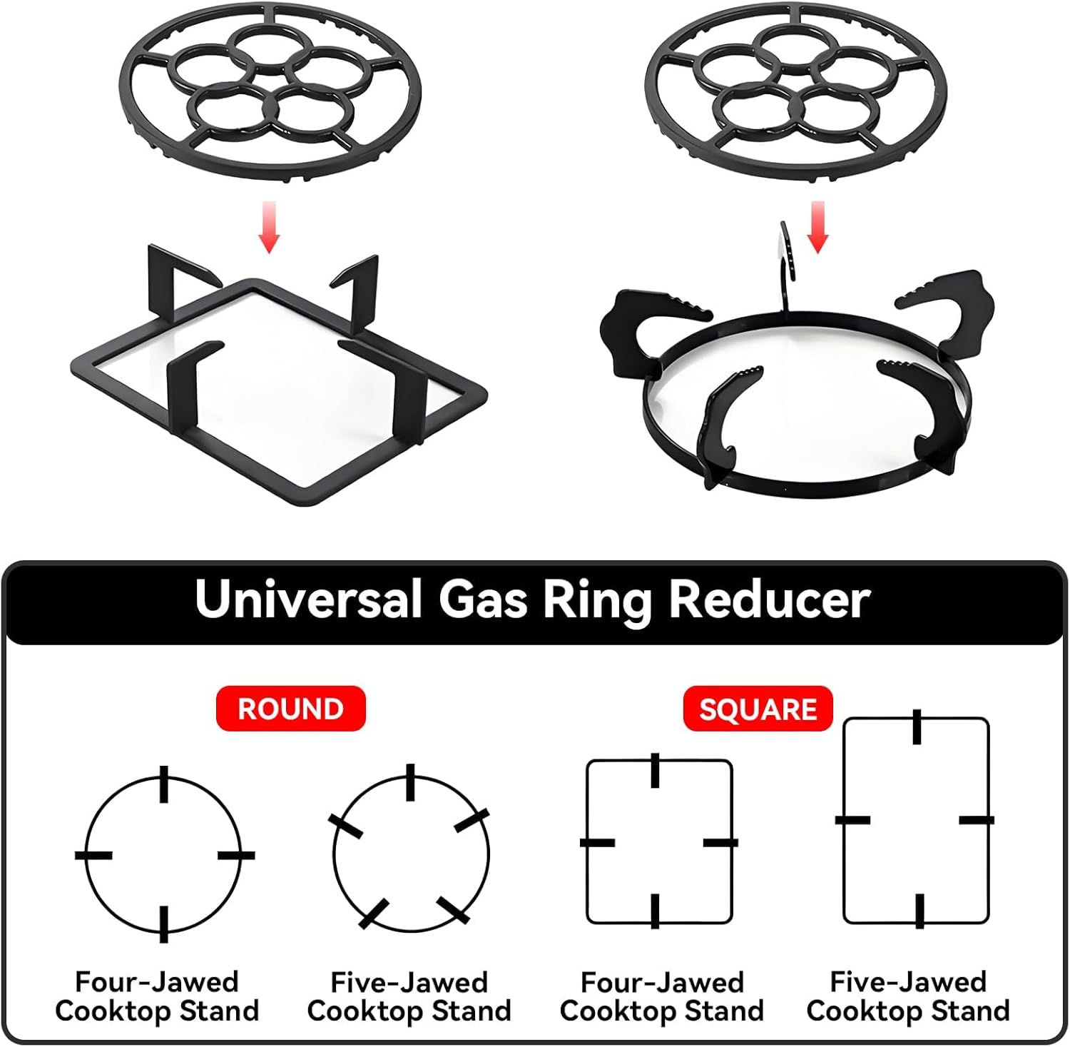 KASTWAVE Gas Ring Reducer, Non Slip Iron Gas Stove Cooker Ring Reducer for Gas Stovetop Espresso Maker, Coffee Moka Pot(Pentacyclic type) 6 KASTWAVE Gas Ring Reducer, Non Slip Iron Gas Stove Cooker Ring Reducer for Gas Stovetop Espresso Maker, Coffee Moka Pot(Pentacyclic type) - الصورة 6