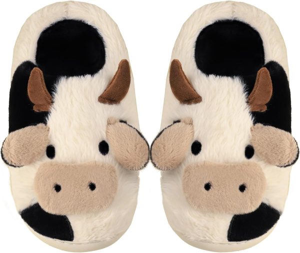 ⁦Gaolinci Cartoon Cow Cotton Slippers, Winter Indoor Outdoor Slippers for Women⁩ - الصورة ⁦7⁩