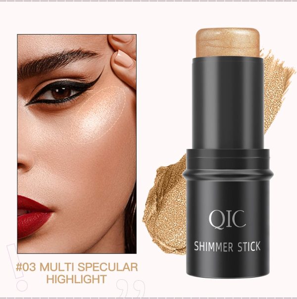 ⁦Moisturizing Highlighter Stick for Face, Creamy Luminizer for Cheeks & Lips, Natural Glow Makeup Stick with Hydrating Formula, Suitable for Mature Skin, Portable Twist-Up Design⁩ - الصورة ⁦2⁩