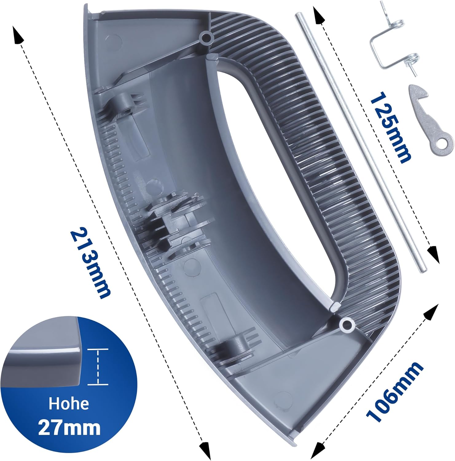 VIOKS Washing Machine Handle Replacement for Indesit Ariston Hotpoint C00286151 & Whirlpool Bauknecht 482000031725 - Grey Plastic Pull Handle, 213 x 106 x 27 mm 2 VIOKS Washing Machine Handle Replacement for Indesit Ariston Hotpoint C00286151 & Whirlpool Bauknecht 482000031725 - Grey Plastic Pull Handle, 213 x 106 x 27 mm - الصورة 2
