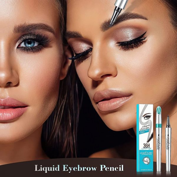 ⁦Azonee Eyebrow Pencil, Eyebrow Microblading Pen, Eye Makeup Eyebrow Pen Micro 4 Point Brow Pen Lift & Snatch Eyebrow Microblading Pen Long-Lasting Waterproof Natural Eyebrow Hair (Dark Brown)⁩ - الصورة ⁦6⁩