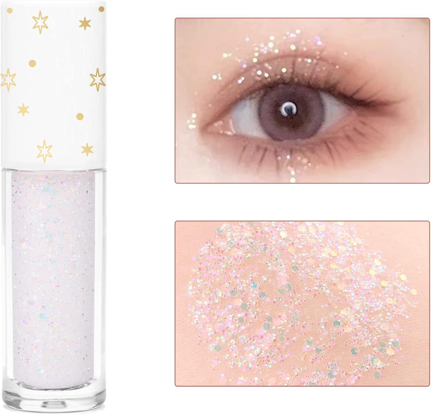 Geeneiya Liquid Glitter Eyeshadow Korean Makeup Under Eye Shadow Bling,Pigmented, Long Lasting, Quick Drying, Loose Glitter Glue for Crystals EyeMakeup (Colorful Galaxy 01) 5 Geeneiya Liquid Glitter Eyeshadow Korean Makeup Under Eye Shadow Bling,Pigmented, Long Lasting, Quick Drying, Loose Glitter Glue for Crystals EyeMakeup (Colorful Galaxy 01) - الصورة 5