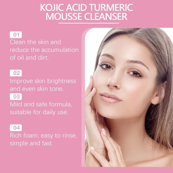 ⁦TERRIFI Foaming Face Cleanser with Kojic Acid and Turmeric, Brightening Facial Cleanser with Brush, Balances Skin Oil and Lightens Blemishes⁩ - الصورة ⁦6⁩