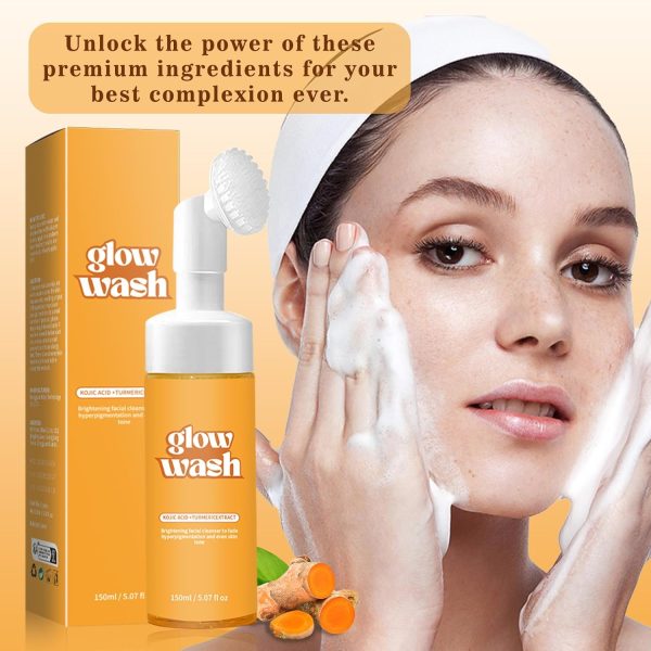 ⁦Paporich Turmeric Face Wash+Turmeric Cleansing Pads, Reduce Blemishes & Dark Areas, Daily Cleansing, Cleans the Skin, Gentle Skin Care(1Set)⁩ - الصورة ⁦2⁩