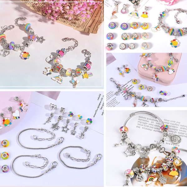 ⁦Bracelet Making Kits for Kids 68PCS,Silver Process Charms Bracelets Maker Kit for Girls, Beads for Kids' Pendant, Braclet and Necklace with Jewelry Orgnizer and Gift Bag,Gift for Gilrs 5-12 Years⁩ - الصورة ⁦2⁩