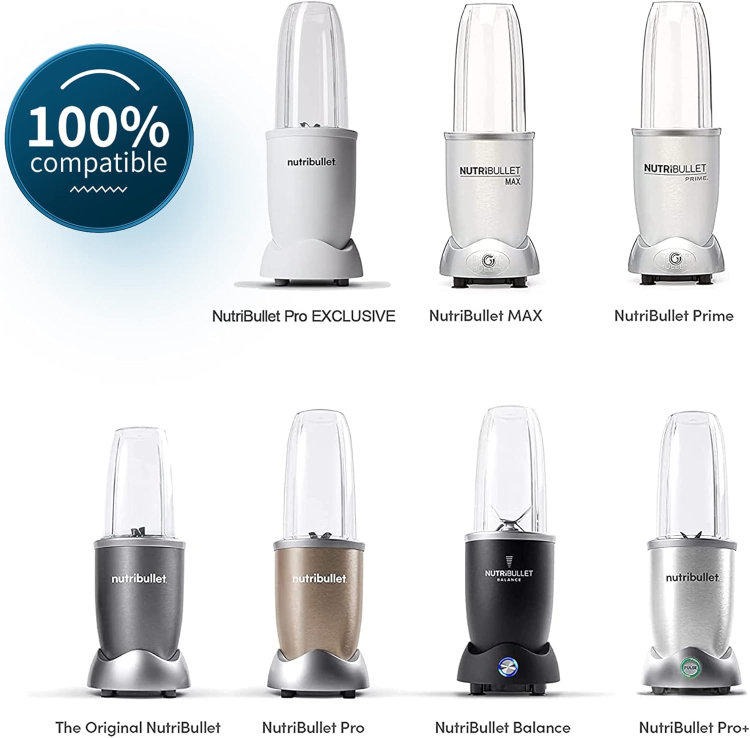 NutriBullet Replacement Cup Kit - Short (18oz), Tall (24oz), Colossal (32oz) with Flip-Top & Stay-Fresh Lids 5 NutriBullet Replacement Cup Kit - Short (18oz), Tall (24oz), Colossal (32oz) with Flip-Top & Stay-Fresh Lids - الصورة 5