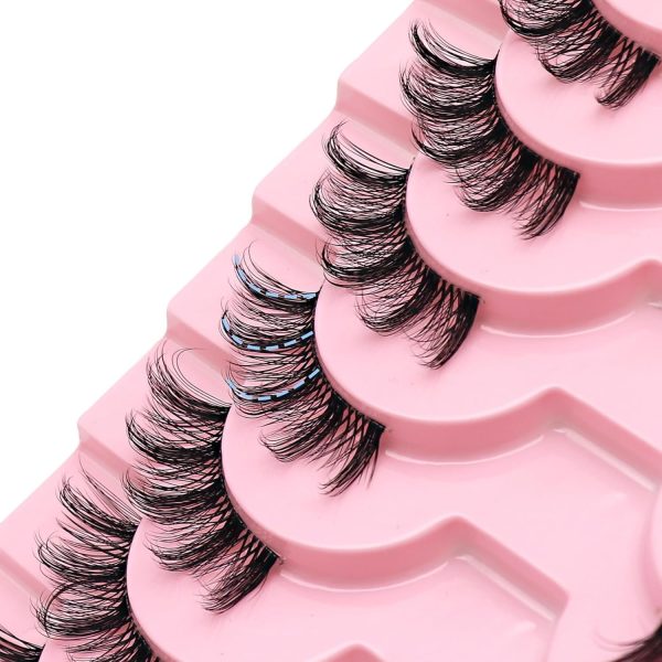 ⁦MAKINGTEC False Eyelashes - Half Lashes with Clear Band, Fluffy Volume, Soft 3D Wispy Lashes (10 Pairs)⁩ - الصورة ⁦5⁩