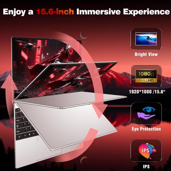 ⁦NAIKLULU 15.6 Inch Laptop, 7430 Processor (up to 4.3GHz), 16GB RAM 1TB SSD, Radeon Graphics, 1920 * 1080 IPS FHD, 6000mAh Battery, WiFi 5, BT5.0, Backlit Keyboard, Fingerprint Reader, Win 11⁩ - الصورة ⁦4⁩