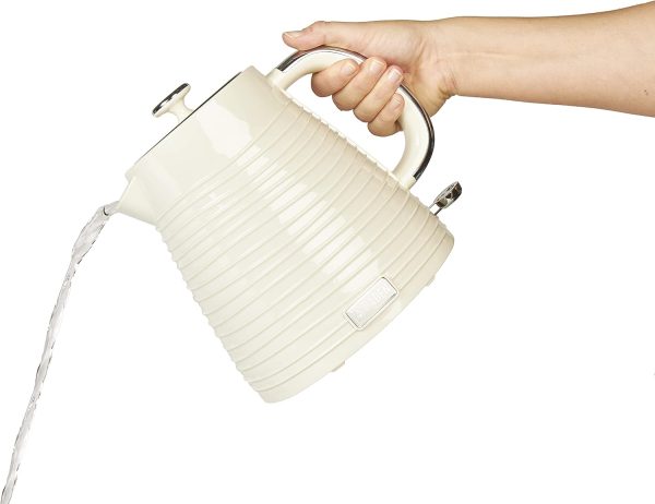 ⁦Haden Devon Cream Electric Kettle - 1.7L Capacity, BPA-Free, Auto-Shutoff & Boil-Dry Protection - 3000W Fast Boil, Ergonomic Design⁩ - الصورة ⁦2⁩