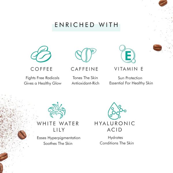 ⁦mCaffeine Coffee Face Serum (40ml) with Hyaluronic Acid and White Water Lily | Hydration and Sun Protection | Get Glowing Skin with Fresh Coffee Aroma⁩ - الصورة ⁦2⁩