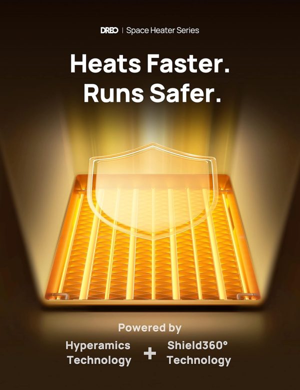 ⁦Dreo Space Heater, 3-Mode 3-Speed, 12H Timer, 70° Oscillation, Thermostat, Energy Efficient Electric Ceramic Heating, Overheating-, Tip-Over-Protection, Silent Fan Heater for Home Use⁩ - الصورة ⁦7⁩