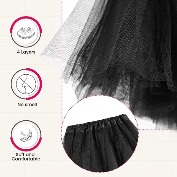 ⁦3Layered Tulle Tutu Skirt, Girl With Bow, Ballet Dress Up Kids Tutu Skirt⁩ - الصورة ⁦4⁩