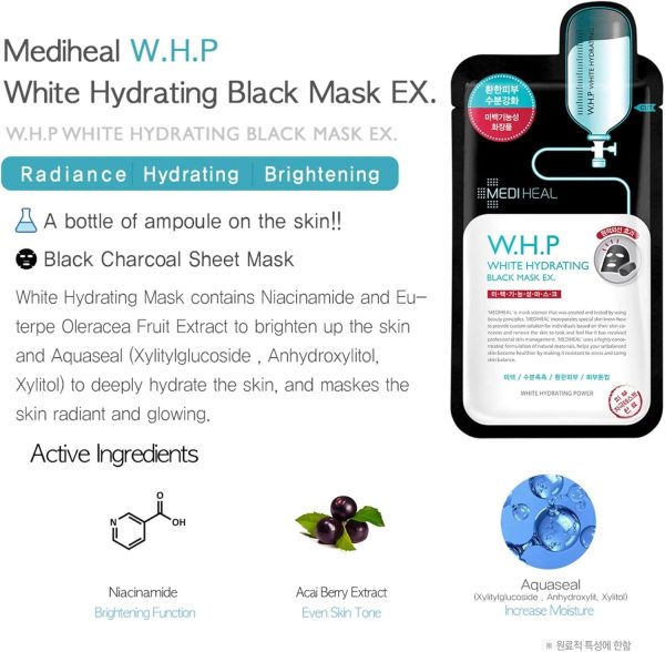 ⁦Mediheal Sheet Mask Bundle N.M.F Aquaring Ampoule + Collagen Impact + Teatree Care + E.G.T Timetox Ampoule EX + W.H.P White Hydrating Black EX, 2pcs Each, 5 Different Masks, Totally 10 Sheets⁩ - الصورة ⁦2⁩