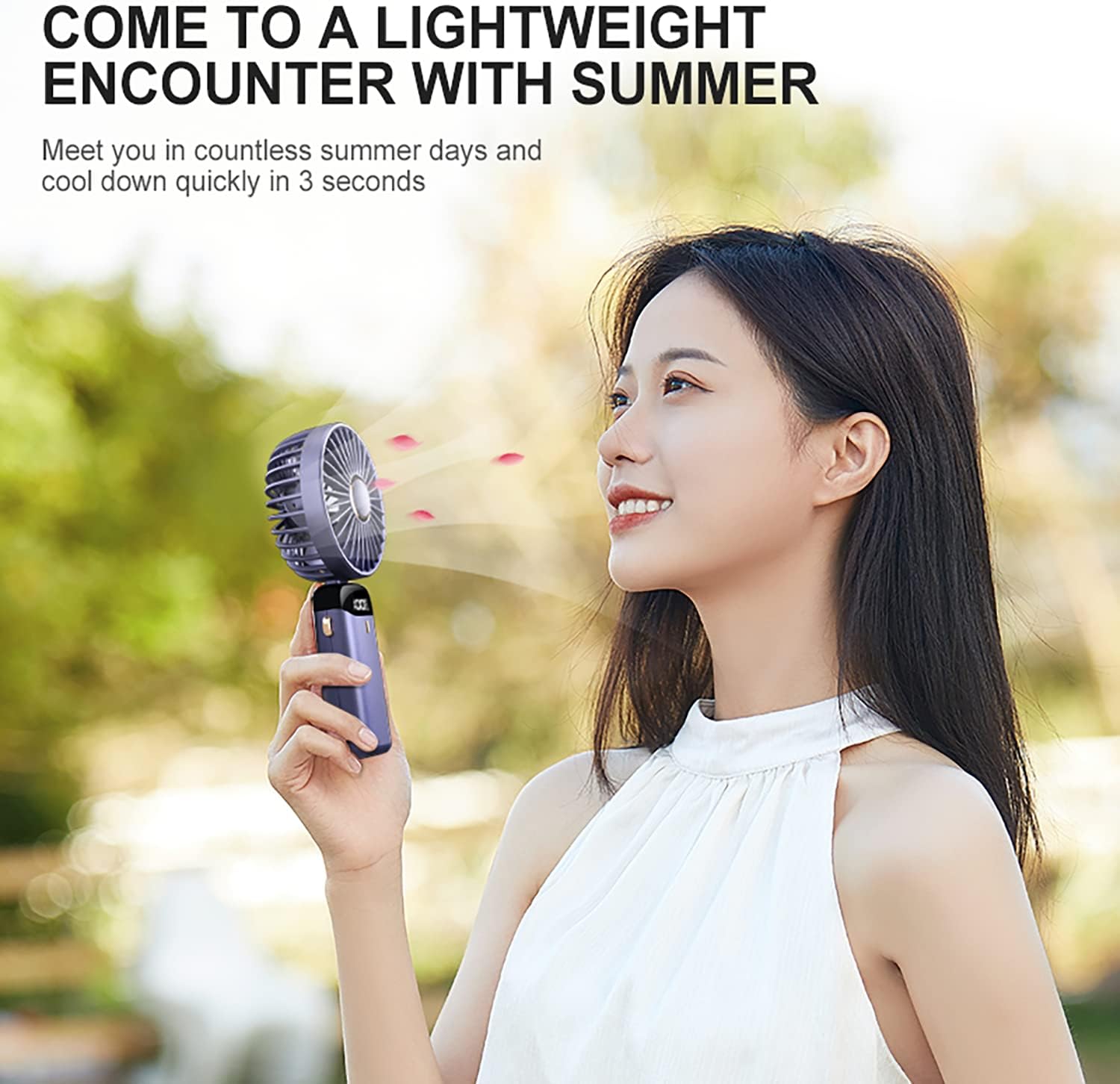 KRCIQMV Portable Handheld Fan,Mini Personal Foldable Hand Fan,5000mAh USB Rechargeable, 5 Adjustable Speeds Desk Table Fan with Lanyard and LED Power indicator (White) 8 KRCIQMV Portable Handheld Fan,Mini Personal Foldable Hand Fan,5000mAh USB Rechargeable, 5 Adjustable Speeds Desk Table Fan with Lanyard and LED Power indicator (White) - الصورة 8