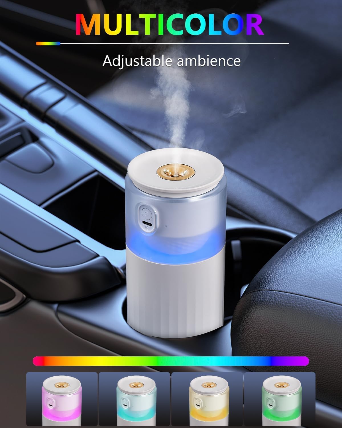 Portable Mini Humidifier, Azonee Cool Mist USB Humidifier for Bedroom, Office & Car, Travel with Night Light, Super Quiet, Auto Shut-Off, 2 Mist Modes (White) 4 Portable Mini Humidifier, Azonee Cool Mist USB Humidifier for Bedroom, Office & Car, Travel with Night Light, Super Quiet, Auto Shut-Off, 2 Mist Modes (White) - الصورة 4