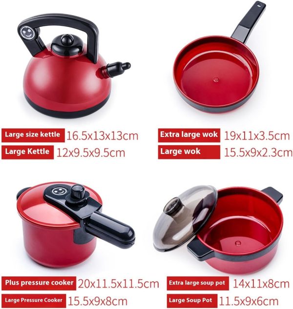 ⁦ANYUAN Kids Kitchen Toy Set - 80Pc Cooking Accessories With Pots, Pans, Cutting Food and Vegetables - Play Set for Ages 4-8⁩ - الصورة ⁦4⁩
