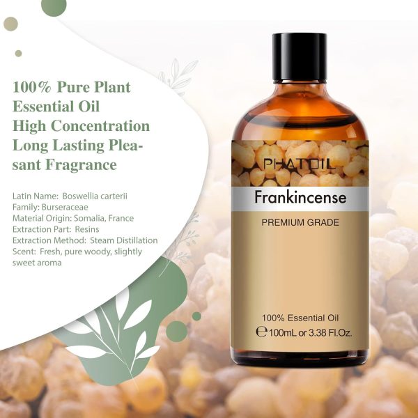 ⁦PHATOIL Frankincense Essential Oil 100ML, Pure Premium Grade Frankincense Essential Oils for Diffuser, Humidifier, Aromatherapy, Candle Making⁩ - الصورة ⁦3⁩