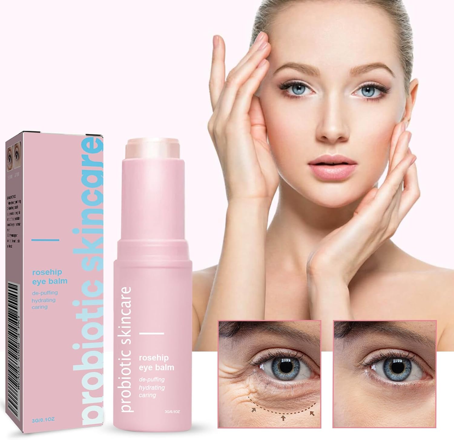 Lyaqbe Rosehip Eye Cream Stick,Brighten Eye Cream Stick,Hydrate and Moisturize Eyes Balm Stick,Reduce Fine Lines Under the Eyes,Daily Care 7 Lyaqbe Rosehip Eye Cream Stick,Brighten Eye Cream Stick,Hydrate and Moisturize Eyes Balm Stick,Reduce Fine Lines Under the Eyes,Daily Care - الصورة 7