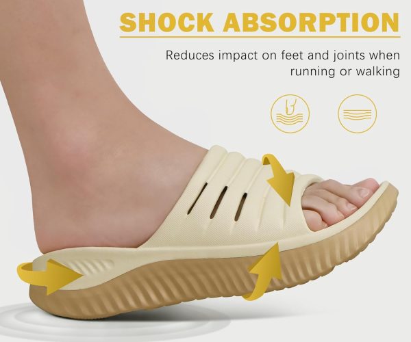 ⁦KuaiLu Womens Recovery Sandals Comfortable Plantar Fasciitis Arch Support Ladies Orthopedic Running Sport Slides Open Toe Slip On Thick Athletic Cushion Slippers Summer Beach Sandles Green 7⁩ - الصورة ⁦5⁩