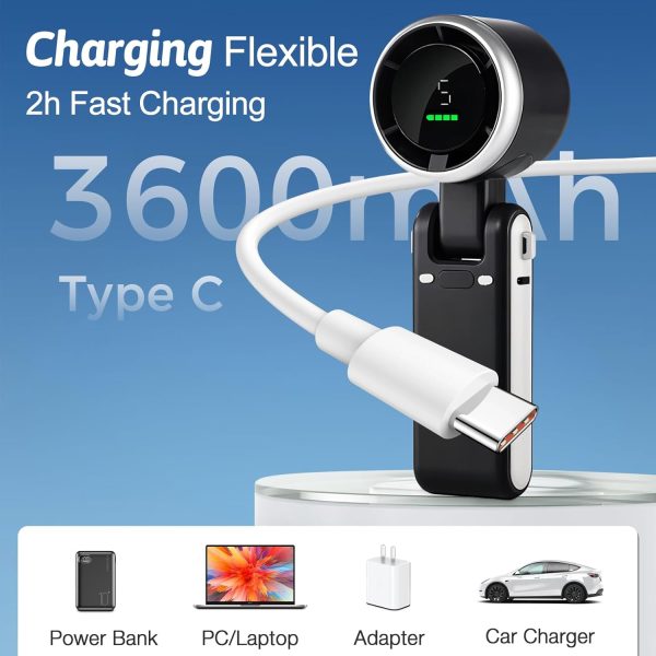 ⁦FOTN Portable Handheld Mini Turbo Fan(12H Standby), USB Rechargeable Travel Desk/Neck Fan with 5 Speeds, 3600mAh Battery & 13000RPM Speed, 3 IN 1 Foldable Personal Mini Fan for Travel/Home Black⁩ - الصورة ⁦5⁩
