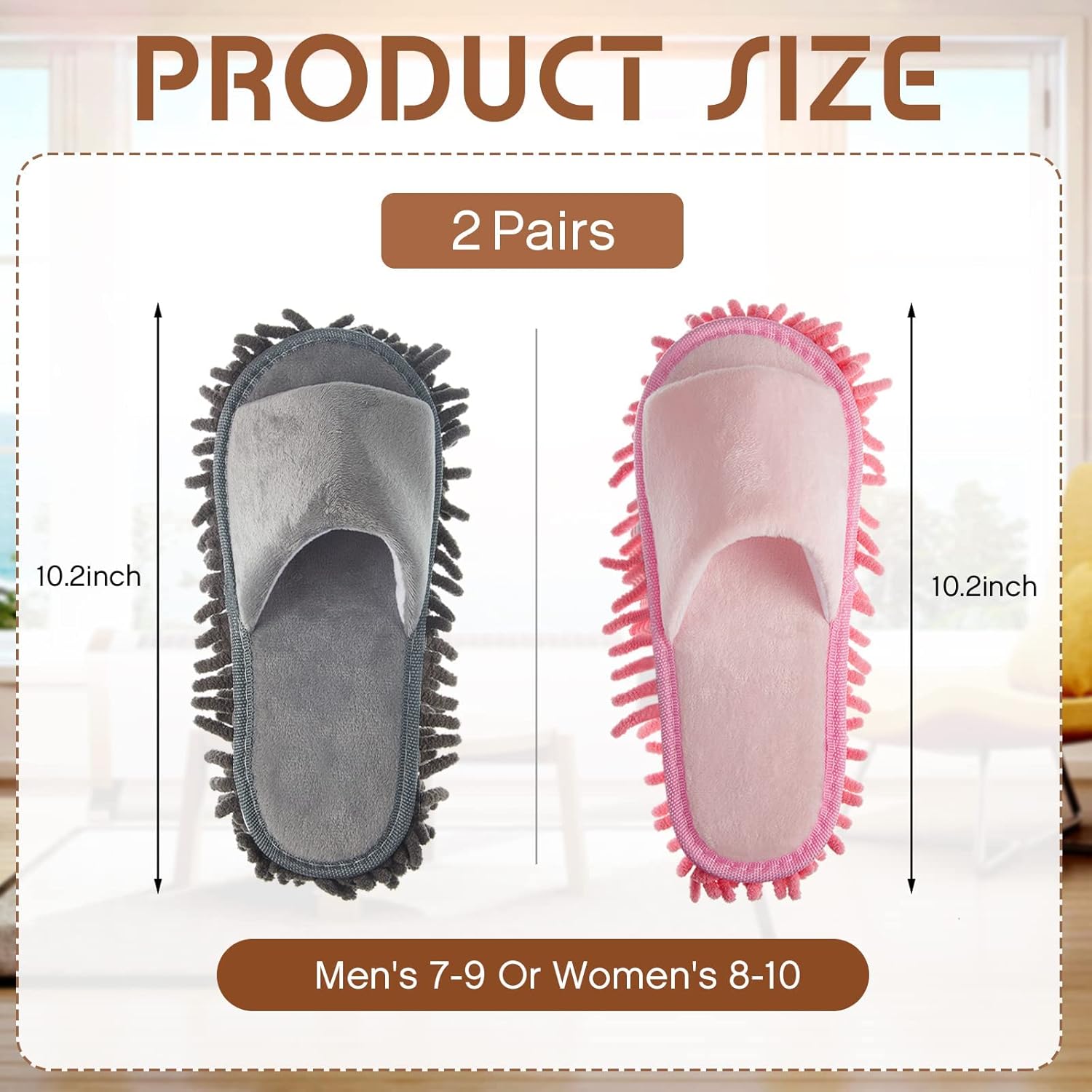 Cleaning Floor Slippers, SYOSI, 2 Pairs for Floor Cleaning Microfiber Mop Shoes Men and Women Washable Unisex Dusting Slippers (Grey and Pink, M) 2 Cleaning Floor Slippers, SYOSI, 2 Pairs for Floor Cleaning Microfiber Mop Shoes Men and Women Washable Unisex Dusting Slippers (Grey and Pink, M) - الصورة 2