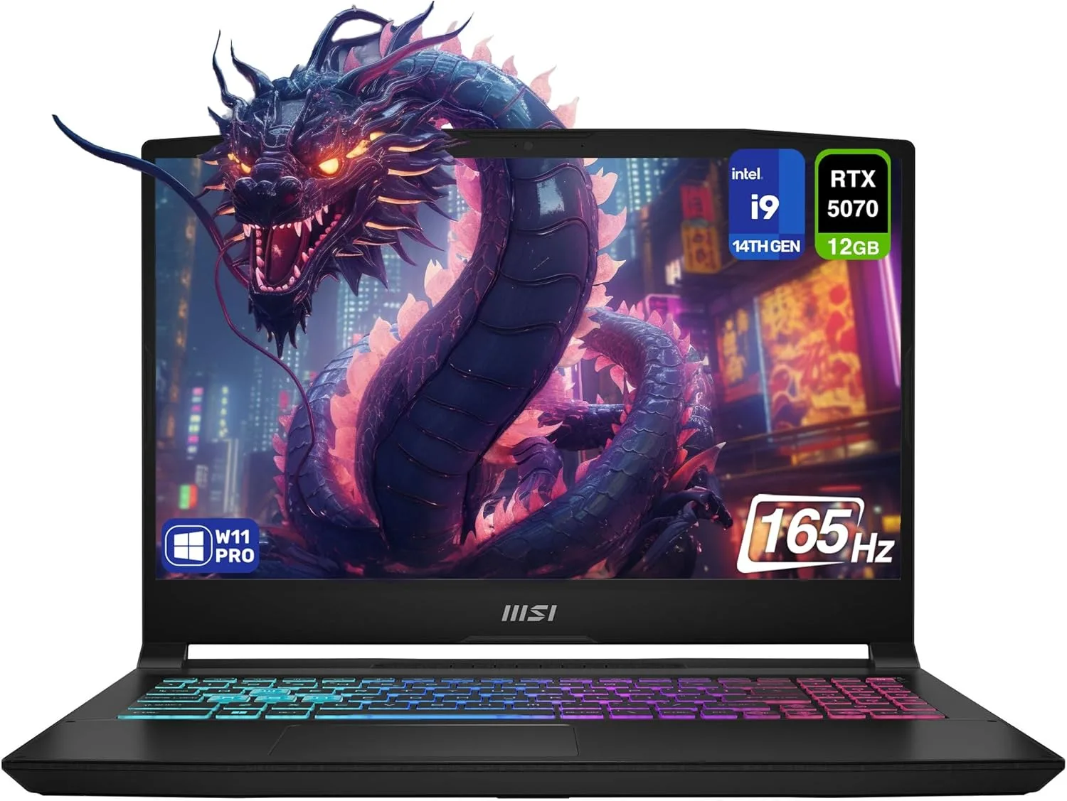 MSI Katana 15 HX Gaming Laptop, Intel i9-14900HX, 64 GB DDR5 RAM, 2 TB PCIe SSD, 15.6" QHD+ (2560x1440) 165Hz Display, Nvidia G-Force RTX 5070, 4 Zone RGB Keyboard, W11 Pro, Black
