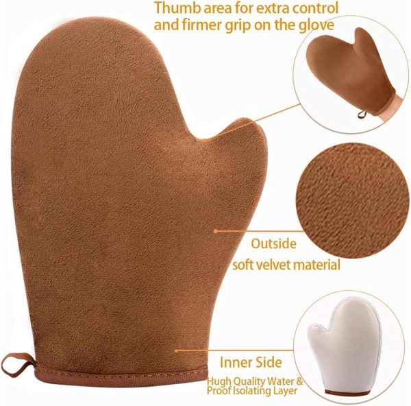 ⁦Joyzzz Self Tanning Mitt, Self Tanner Mitt Applicator for Reusable, Self Tanning Glove with Thumb, Spray Tan Mitt for Washable, Sunless Tanning Mitt, Self Tanner Mits for Self Tan⁩ - الصورة ⁦4⁩