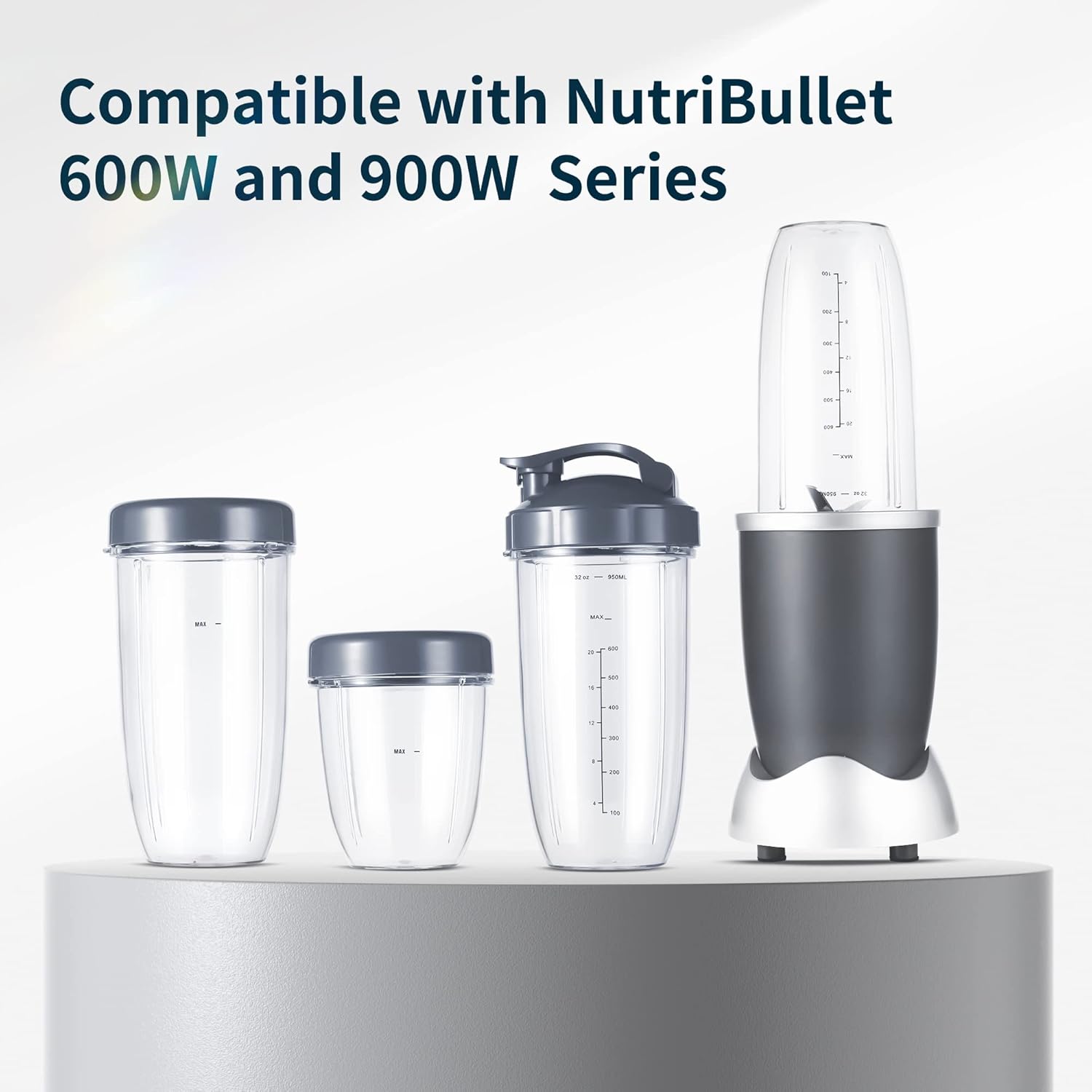 NutriBullet Replacement Cup Kit - Short (18oz), Tall (24oz), Colossal (32oz) with Flip-Top & Stay-Fresh Lids 4 NutriBullet Replacement Cup Kit - Short (18oz), Tall (24oz), Colossal (32oz) with Flip-Top & Stay-Fresh Lids - الصورة 4