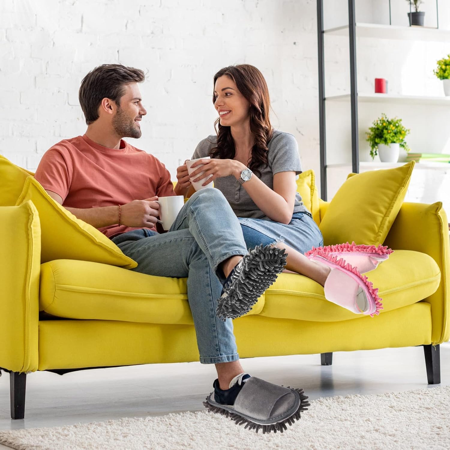 Cleaning Floor Slippers, SYOSI, 2 Pairs for Floor Cleaning Microfiber Mop Shoes Men and Women Washable Unisex Dusting Slippers (Grey and Pink, M) 5 Cleaning Floor Slippers, SYOSI, 2 Pairs for Floor Cleaning Microfiber Mop Shoes Men and Women Washable Unisex Dusting Slippers (Grey and Pink, M) - الصورة 5