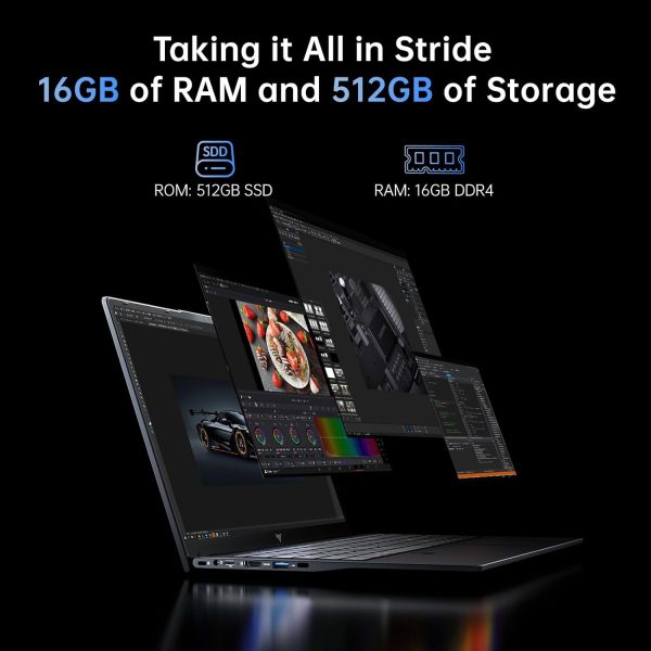 ⁦KAIGERR Laptop Intel N97 15.6-in 16GB DDR4 512GB SSD Windows Laptops Notebook-Computers, Numeric Keypad Win-11 Pro WiFi 5 HDMI Type-C USB 3.2 Webcam 3.5mm Audio Student Laptops⁩ - الصورة ⁦5⁩