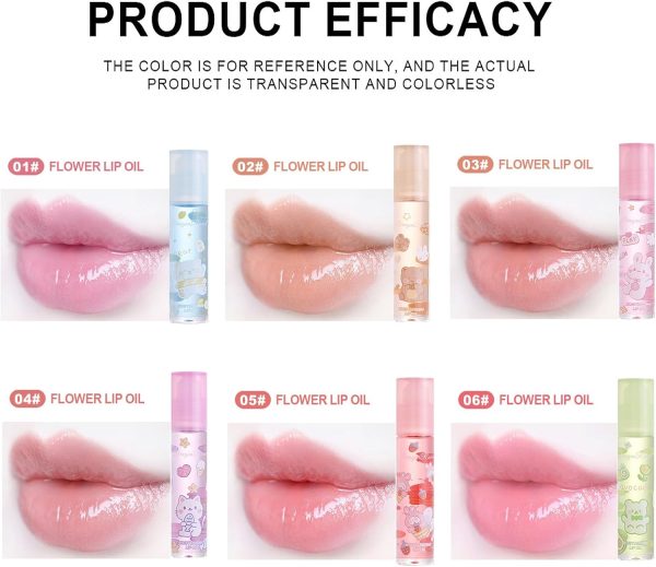 ⁦6Pcs Kawaii Lip Gloss, Lip Gloss Set, Roll On Lip Gloss Set, Fruit Flavored Lip Gloss Set Glossy Lip Make-up for Kids and Teens, Non Toxic, Kid Friendly, Party Gift, Best Friends⁩ - الصورة ⁦5⁩