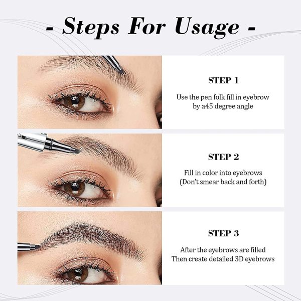 ⁦Azonee Eyebrow Pencil, Eyebrow Microblading Pen, Eye Makeup Eyebrow Pen Micro 4 Point Brow Pen Lift & Snatch Eyebrow Microblading Pen Long-Lasting Waterproof Natural Eyebrow Hair (Dark Brown)⁩ - الصورة ⁦5⁩