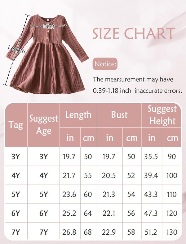 ⁦SEAUR Girls' Long Sleeve Dress Knit Striped Crew Neck Midi Dress A-Line Slim Waist Princess Dress⁩ - الصورة ⁦6⁩