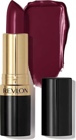 Revlon Super Lustrous Lipstick with Vitamin E and Avocado Oil, Cream Lipstick in Burgundy, 477 Black Cherry, 0.15 oz