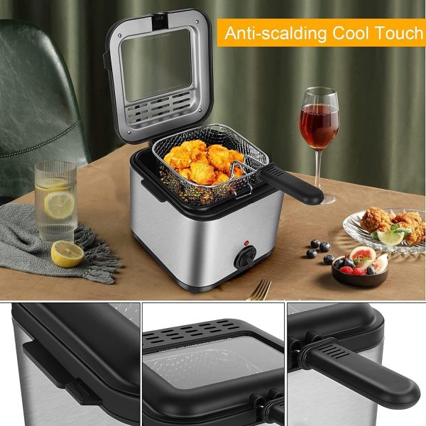 ⁦Arabest Deep Fryer With Basket, 2.5L/2.64quart Electirc Deep Fryer with Temperature Control and Viewing Window Lid Home Use Small Electric Fryer⁩ - الصورة ⁦5⁩