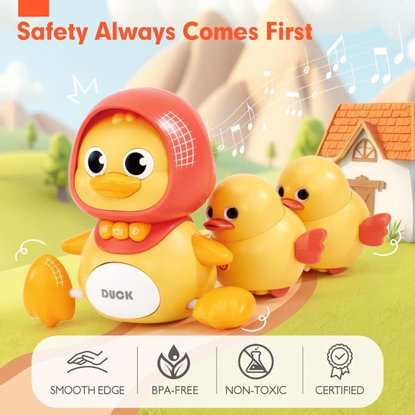 ⁦Crawling Baby Toys 6-12 Months, Musical Mother Duck and Ducklings Toy, Tummy Time Toys Moving Development Toy, for Girl Boy Shower Gifts (duckling)⁩ - الصورة ⁦2⁩